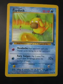 PSYDUCK POKEMON CARD 1ST EDITION 53/62 FOSSIL NON HOLO NEVER PLAYED NM- - Image 1
