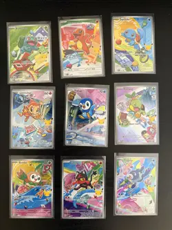 Pokemon First Partner Illustration 30th Collection Complete Promo Set 9 Cards - Image 1