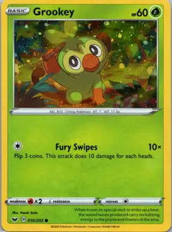 Pokemon TCG Grookey 10/202 Sword Shield Holo NM - Image 1