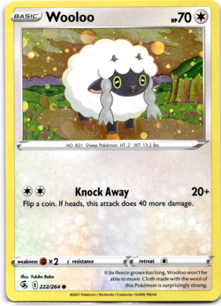 Pokemon TCG Wooloo 222/264 Fusion Strike Cosmos Holo Near Mint - Image 1