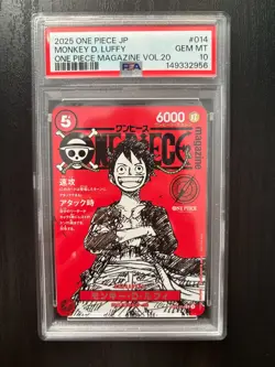 2025 ONE PIECE JPN PROMOS ONE PIECE MAGAZINE VOL.20 #014 MONKEY D. LUFFY PSA 10 - Image 1