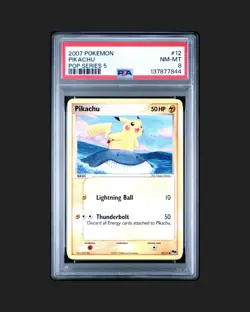 2007 Pokemon Pop Series 5 #12 Pikachu Non Holo PSA 8 Card NM-MINT Trusted Seller - Image 2