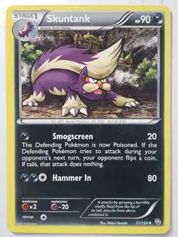 Skuntank 77/124 LP - Dragons Exalted Pokemon Card - Midori Harada Art - Image 1