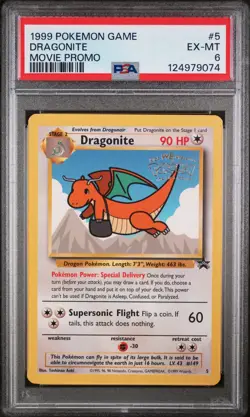 1999 POKEMON GAME MOVIE PROMO #5 DRAGONITE PSA 6 - Image 1