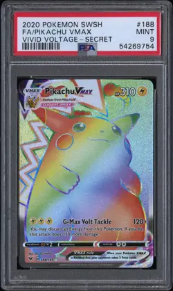 Pokemon Pikachu Vmax 188 PSA 9 Mint Vivid Voltage Secret Rare SWSH 2020 Full Art - Image 1
