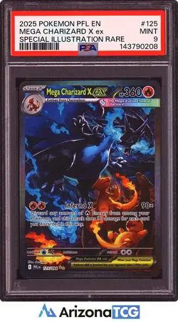 Pokemon 2025 Mega Charizard X EX 125/094 Full Art SIR Phantasmal Flames PSA 9 - Image 1