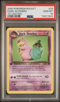 2000 POKEMON ROCKET 1ST EDITION #29 DARK SLOWBRO PSA 10 - Image 1