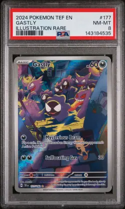 2024 POKEMON TEF EN-TEMPORAL FORCES ILLUSTRATION RARE #177 GASTLY PSA 8 - Image 1