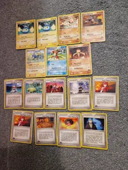 Team Magma VS Team Aqua Pokemon Card Bundle x 16 Common Uncommon Trainer TCG - Image 1