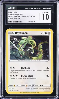 2020 POKEMON BLACK STAR PROMOS COSMOS HOLO #SWSH029 RAYQUAZA CGC 10 GEM MINT - Image 1