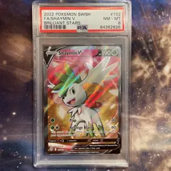 Shaymin V Full Art 152/172 Brilliant Stars (2022) PSA 8 Pokemon TCG - Image 1