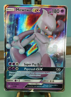 Pokemon Mewtwo GX 31/68 Hidden Fates Stamped Ultra Rare Holo Trading Card TCG - Image 1