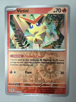 Pokemon TCG * SV Surging Sparks * 021/191 Victini Uncommon * REVERSE HOLO * NM - Image 1
