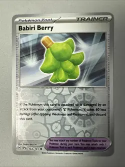 Pokemon TCG * SV Surging Sparks * 163/191 Babiri Berry Uncommon * REVERSE HOLO - Image 1