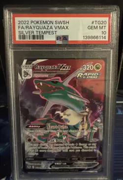2022 POKEMON SWORD & SHIELD SILVER TEMPEST #TG20 FULL ART/RAYQUAZA VMAX PSA 10 - Image 1