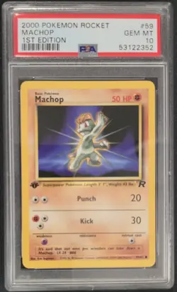 2000 POKEMON ROCKET 1ST EDITION #59 MACHOP PSA 10 - Image 1