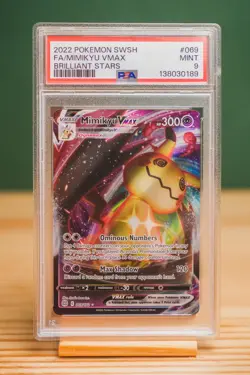 2022 POKEMON SWORD & SHIELD BRILLIANT STARS #069 FULL ART/MIMIKYU VMAX PSA 9 - Image 1