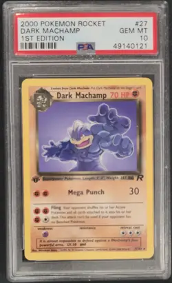 2000 POKEMON ROCKET 1ST EDITION #27 DARK MACHAMP PSA 10 - Image 1