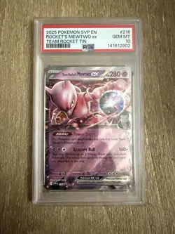 2023-25 Pokemon SV Black Star Promos SVP EN Team Rocket's Mewtwo ex #216 PSA 10 - Image 1