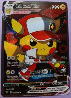 Pokemon - Ash Pikachu VCOS 007/055 - SWSH Vivid Voltage Cosplay - HOLO - NM - Image 1