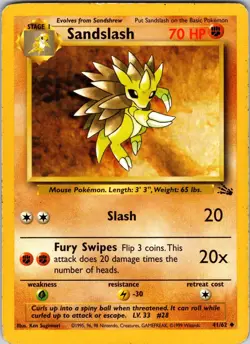 Sandslash 41/62 Fossil Pokemon MP Unlimited - Image 1