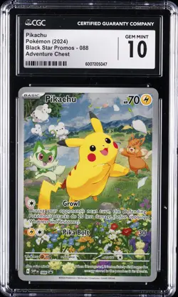 2024 POKEMON SVP EN-SV BLACK STAR PROMO #088 PIKACHU CGC 10 GEM MINT - Image 1