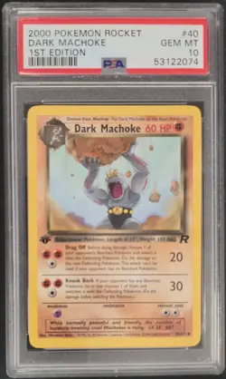 2000 POKEMON ROCKET 1ST EDITION #40 DARK MACHOKE PSA 10 - Image 1