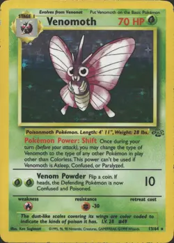 VENOMOTH 13/64 HOLO RARE JUNGLE POKEMON UNLIMITED HOLO MP - Image 2