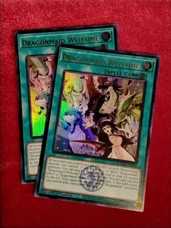 Yu-Gi-Oh! (x2) Dragonmaid Welcome BLMM-EN066 1st Ed Emblazoned Ultra Rare Mint+ - Image 1