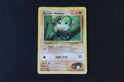 Brocks's Mankey 67/132 Non Holo Common Pokemon TCG Card Gym Heroes Heavy Play - Image 1