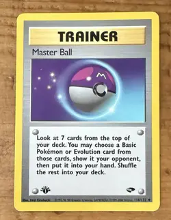 Pokemon TCG Trainer Master Ball #116/132 Non-Holo 1st Edition Vintage 1999 - Image 1