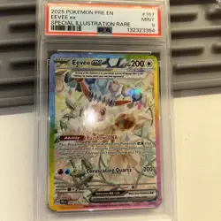 2025 POKEMON PRISMATIC EVOLUTIONS SPECIAL ILLUSTRATION RARE #167 EEVEE EX PSA 9 - Image 3