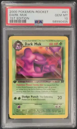 2000 POKEMON ROCKET 1ST EDITION #41 DARK MUK PSA 10 - Image 1