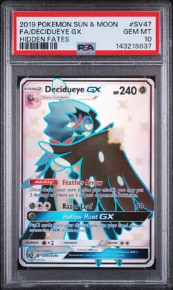 2019 POKEMON SUN & MOON HIDDEN FATES #SV47 FULL ART/DECIDUEYE GX PSA 10 - Image 1