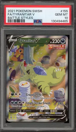 Pokemon Tyranitar V Battle Styles Full Alt Art #155 PSA 10 Gem Mint - Image 1