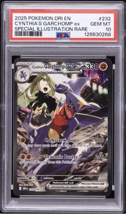 2025 Pokemon Destined Rivals Cynthia’s Garchomp EX #232 PSA 10 GEM MINT - Image 1