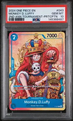 2024 ONE PIECE PROMOS 2ND ANV TOURNAMENT-PARTICIPATION MONKEY D. LUFFY PSA 10 - Image 1