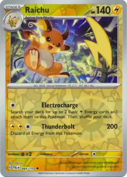 Reverse Holo Raichu 064/193 Uncommon S & V Paldea Evolved Pokemon TCG NM - Image 1