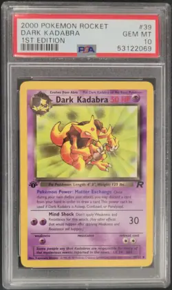 2000 POKEMON ROCKET 1ST EDITION #39 DARK KADABRA PSA 10 - Image 1