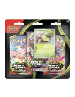 Pokemon Mega Evolution Perfect Order 3-Pack Blister (Chikorita Promo) - Presale - Image 1