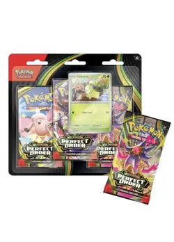 Pokemon Mega Evolution Perfect Order 3-Pack Blister (Chikorita Promo) - Presale - Image 3