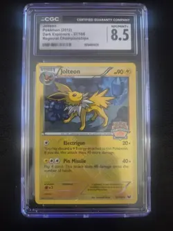 Jolteon Pokemon 2012 Dark Explorers 37/108 Regional Championship CGC 8.5 NM/MINT - Image 1