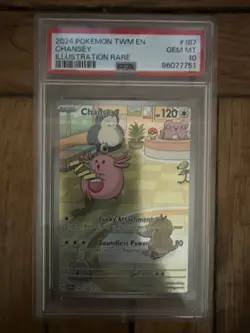 2024 POKEMON TWM EN - TWILIGHT MASQUERADE ILLUSTRATION RARE #187 CHANSEY PSA 10 - Image 1