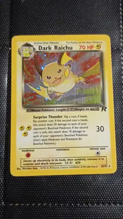 Pokemon Dark Raichu Secret Rare Holo 83/82 Team Rocket 70 HP English - Image 1
