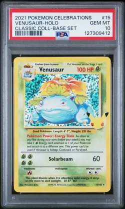 2021 POKEMON CELEBRATIONS CLASSIC COLL #15 VENUSAUR-HOLO PSA 10 - Image 1