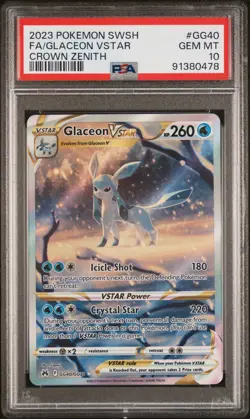 2023 POKEMON SWORD & SHIELD CROWN ZENITH #GG40 FULL ART/GLACEON VSTAR PSA 10 - Image 1
