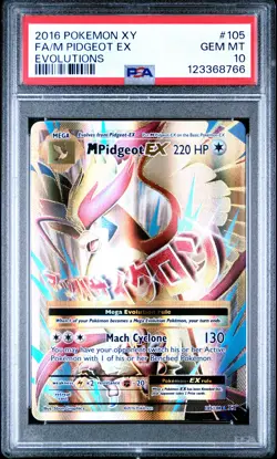 2016 POKEMON XY EVOLUTIONS #105 FULL ART/M PIDGEOT EX PSA 10 - Image 1