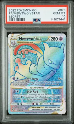 2022 POKEMON GO SECRET #079 FULL ART/MEWTWO VSTAR PSA 10 - Image 1