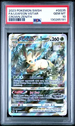 2023 POKEMON SWORD & SHIELD CROWN ZENITH #GG35 FULL ART/LEAFEON VSTAR PSA 10 - Image 1