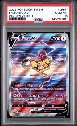 2023 POKEMON SWORD & SHIELD CROWN ZENITH #GG41 FULL ART/RAIKOU V PSA 10 - Image 1